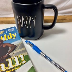 Rae Dunn Artisian Collection Matte Black LL Happy